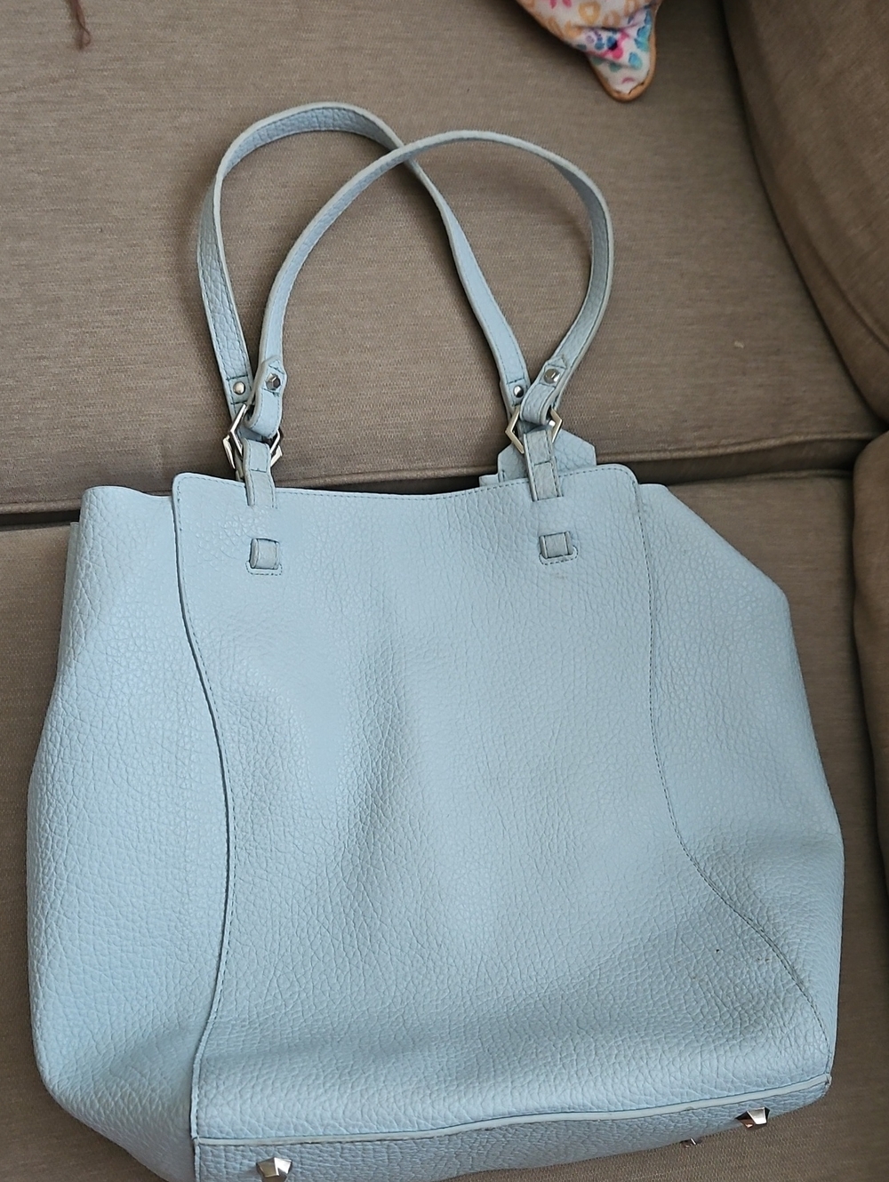 Topshop Light Blue Faux Leather Tote Bag